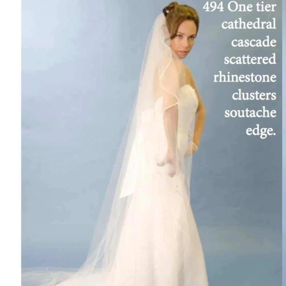 Ansonia Bridal Veil One Tier Cathedral Rhinestone